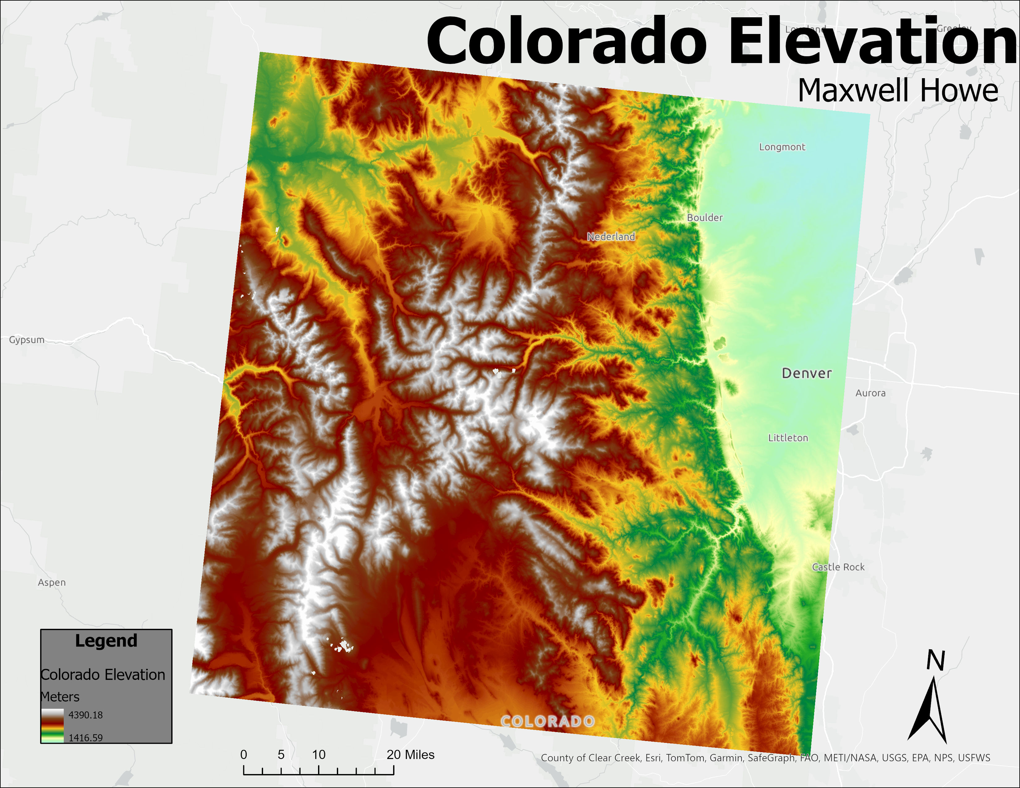 Colorado elevation map