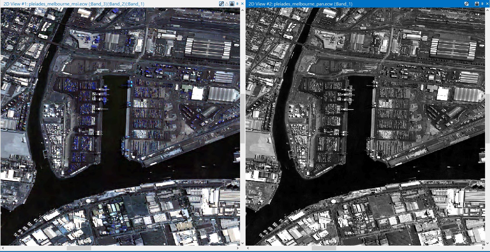 Pleiades multispectral satellite image of the Port of Melbourne shipping yards