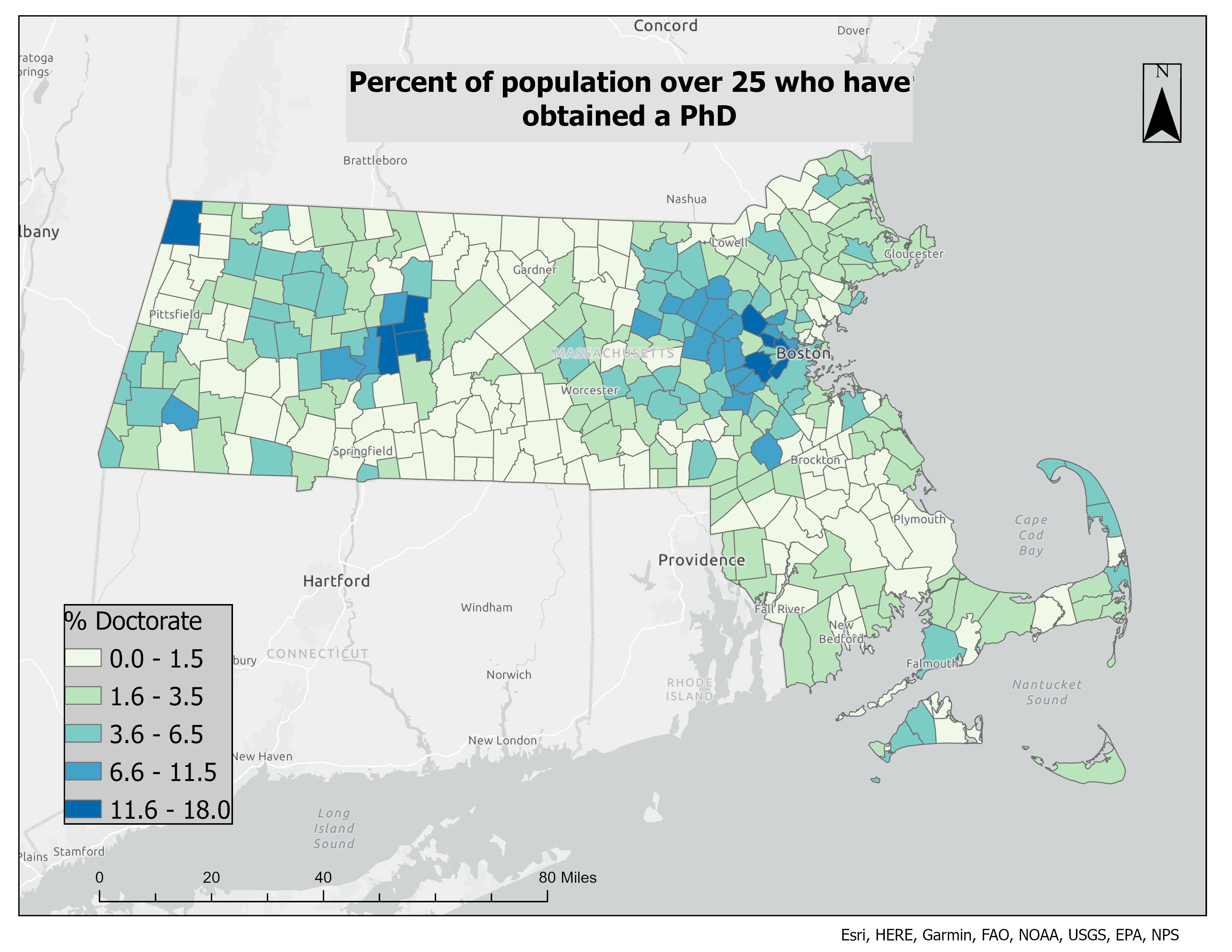 MA: % with a PhD