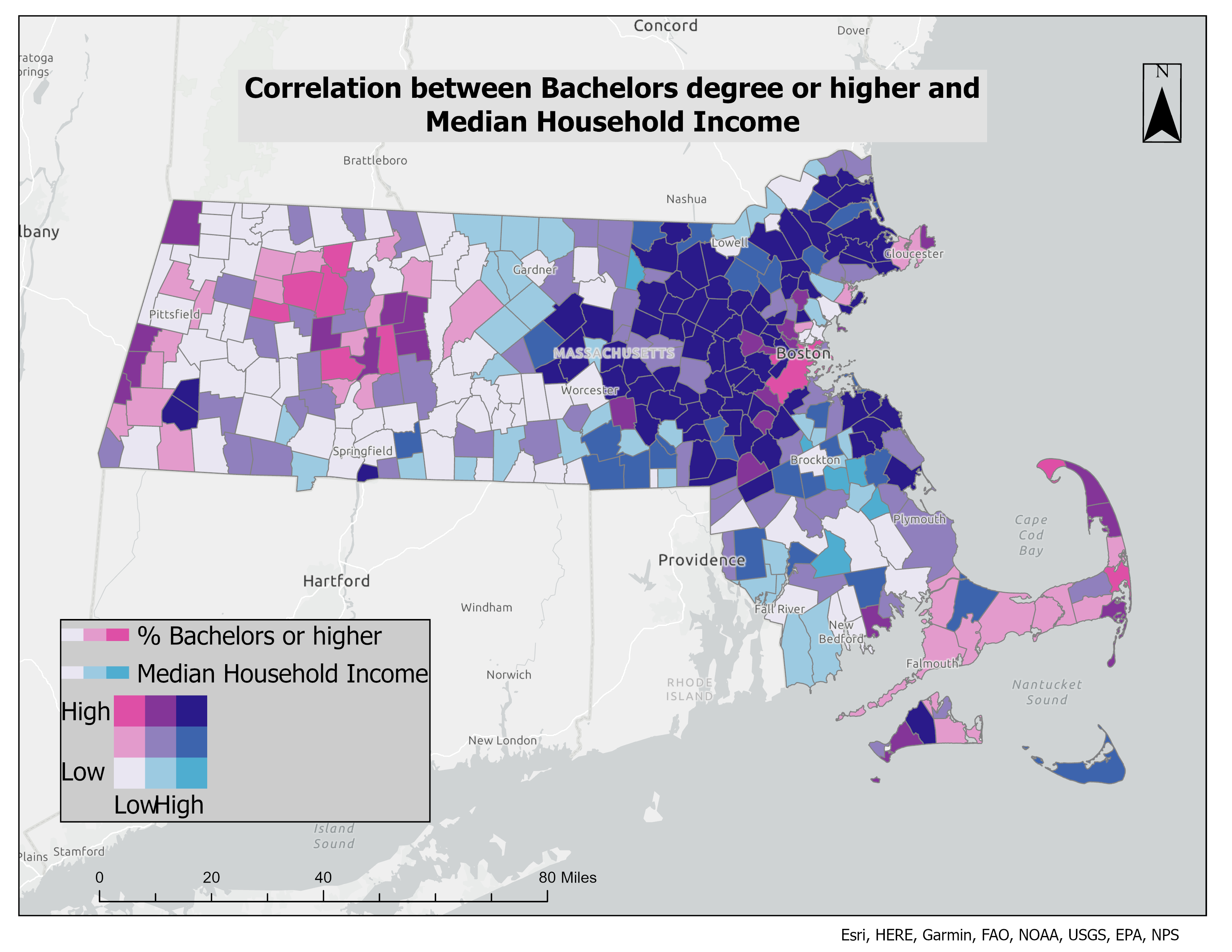 MA: Bachelor's-or-Higher × Median Income (Bivariate)