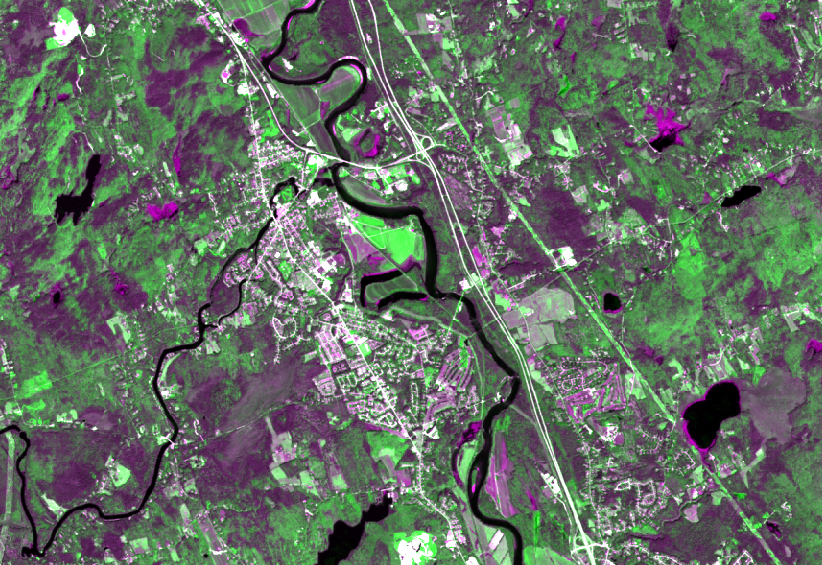 North Concord, NH (West Concord / Penacook) — Landsat False-Color NIR