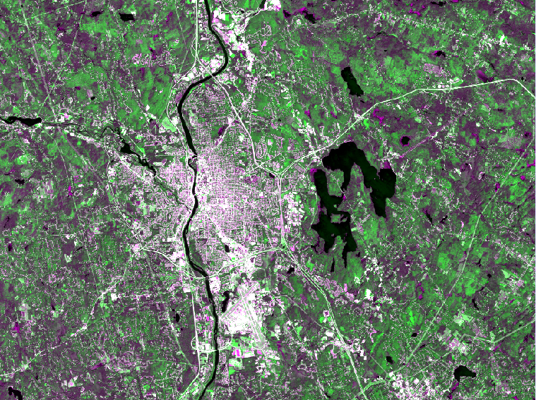 Manchester, NH — Landsat False-Color NIR