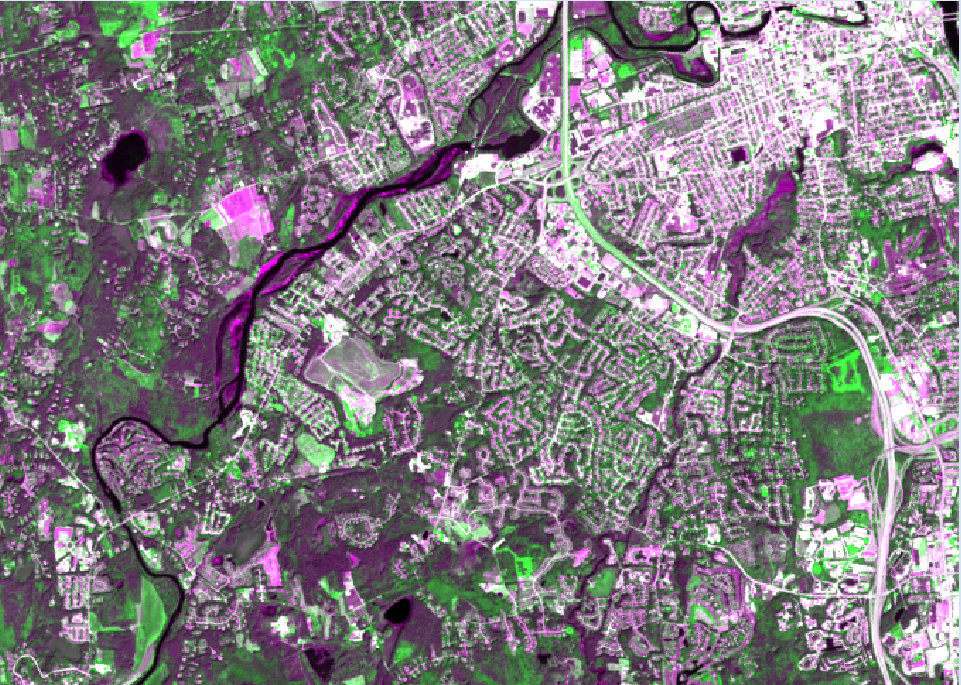 Concord, NH — Landsat False-Color NIR detail