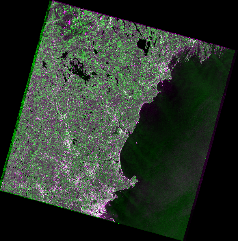 Coastal NH — Landsat False-Color NIR Composite