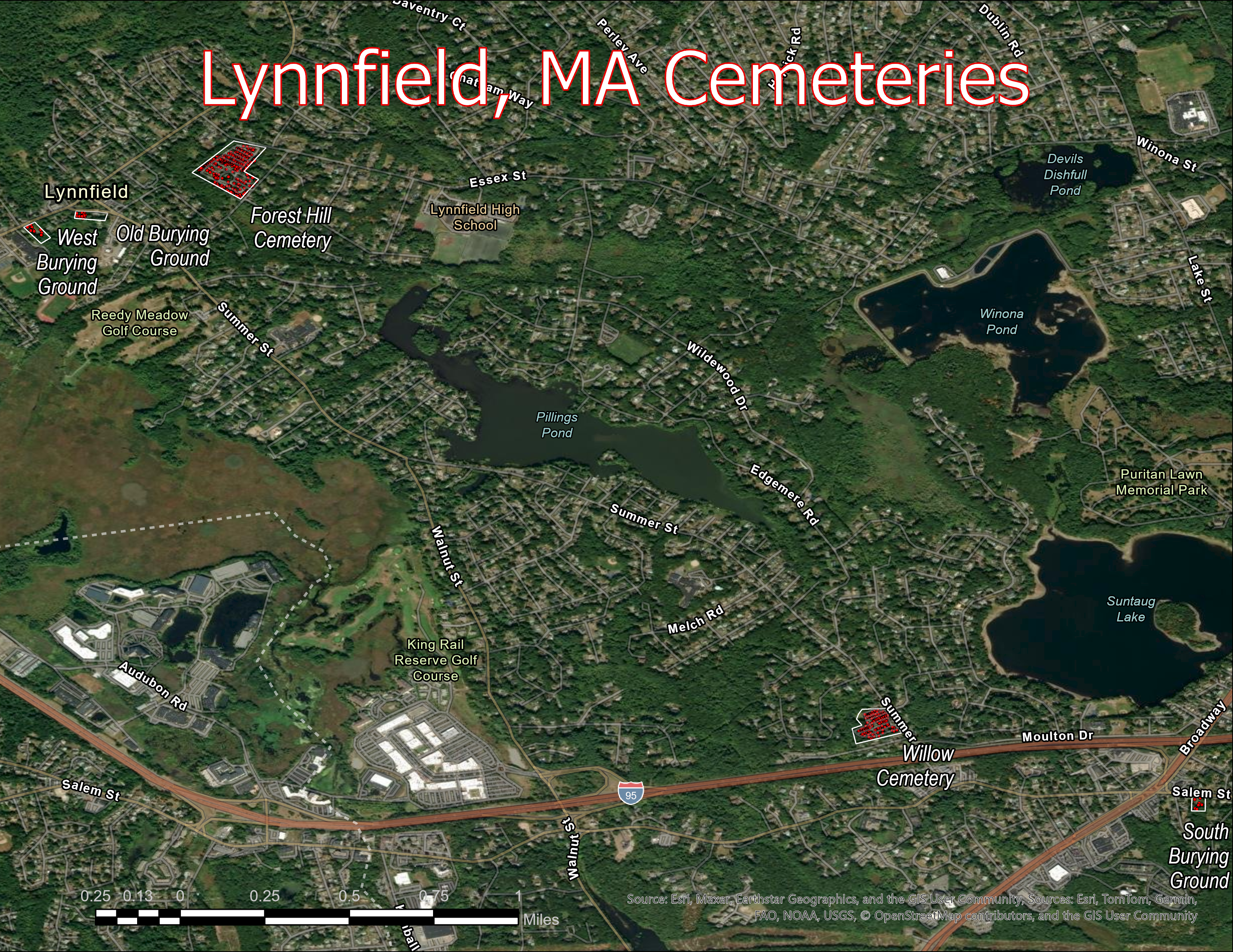 Lynnfield cemeteries overview map