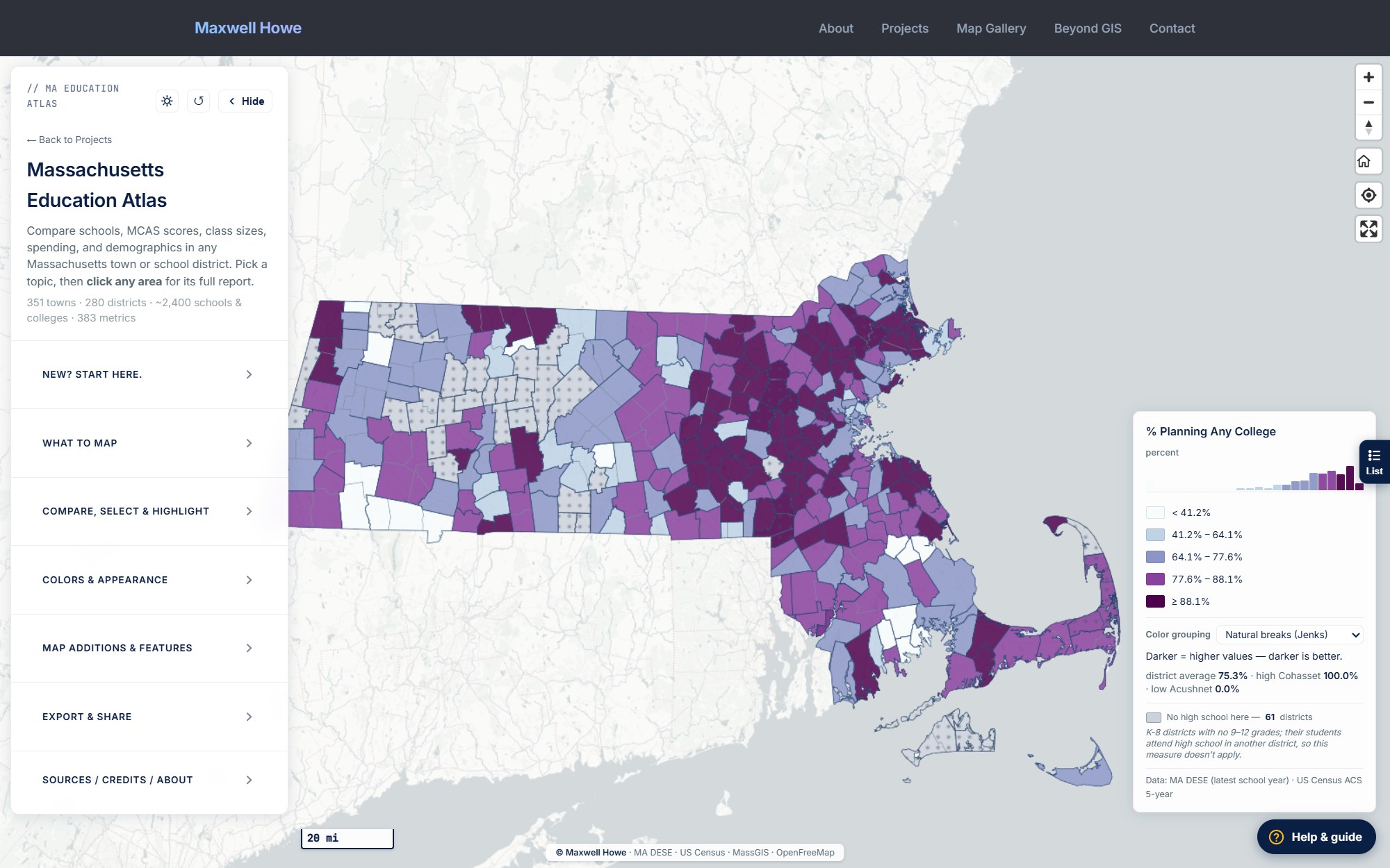 MA Atlas: % Planning College