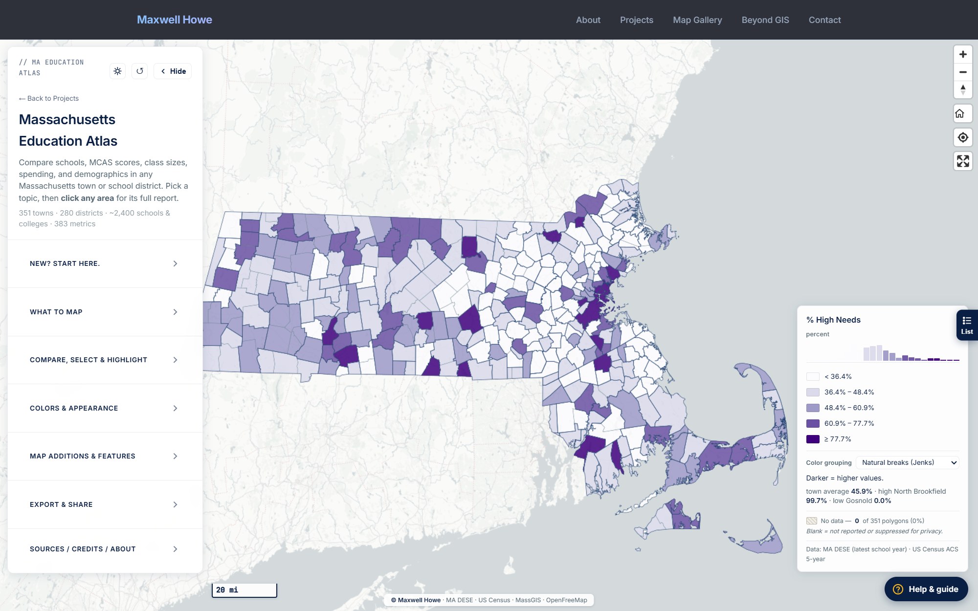 MA Atlas: % High Needs by Town