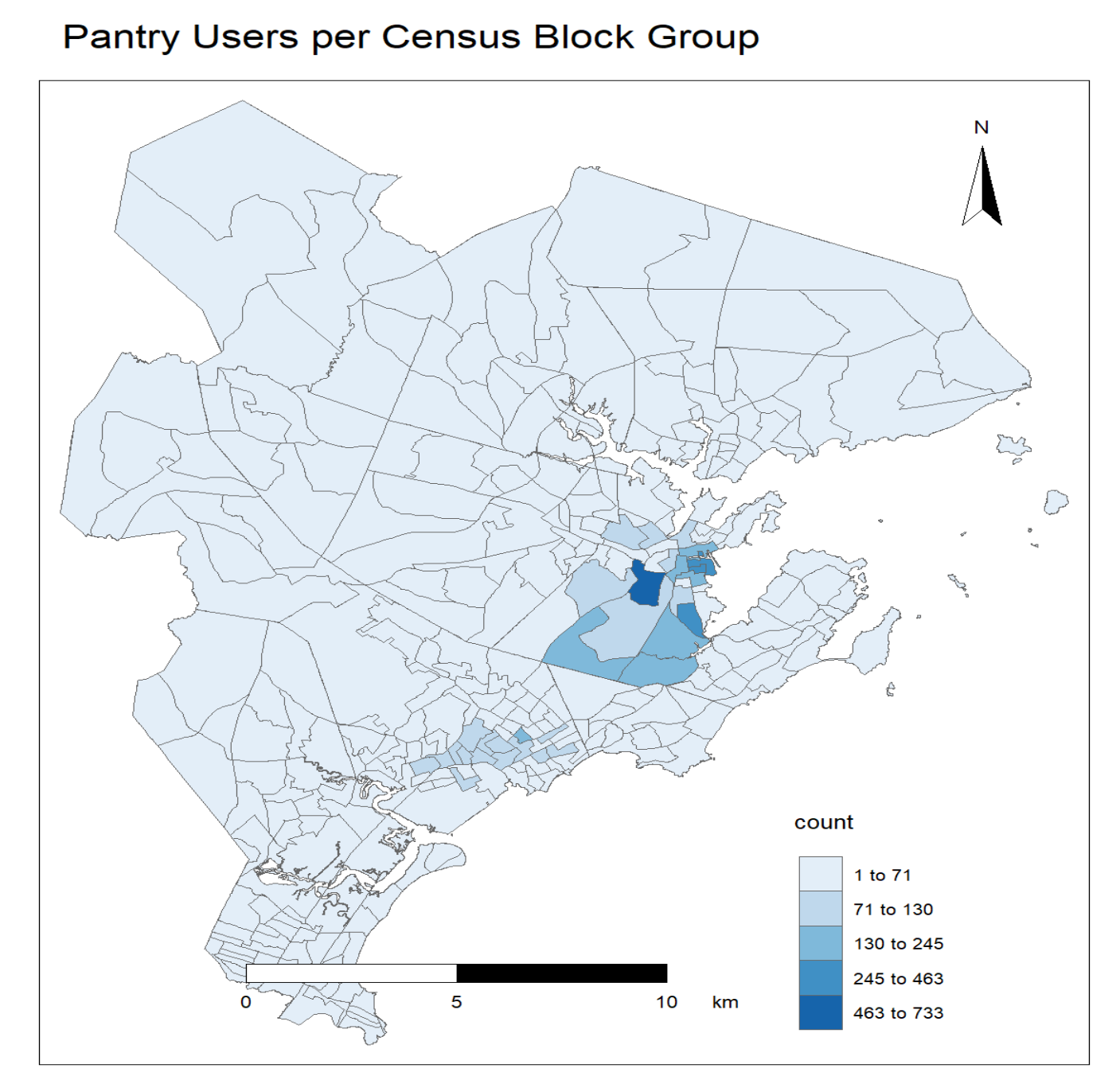 Salem Pantry: Users per Census Block Group