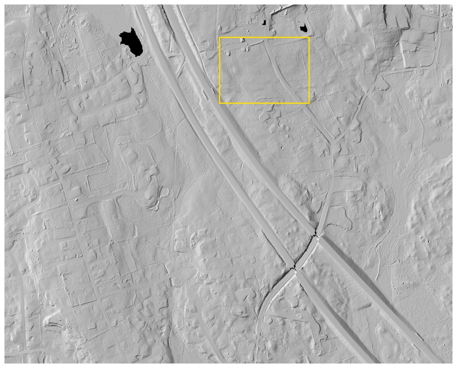 Bare-earth lidar hillshade