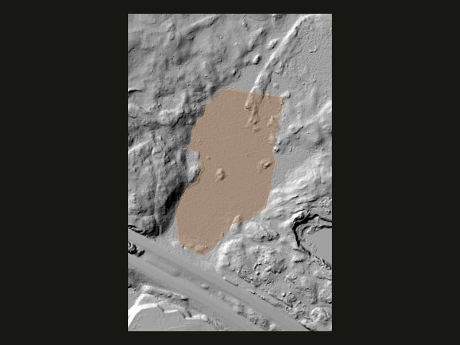 2021 lidar hillshade of an I-495 remnant parcel in Milford